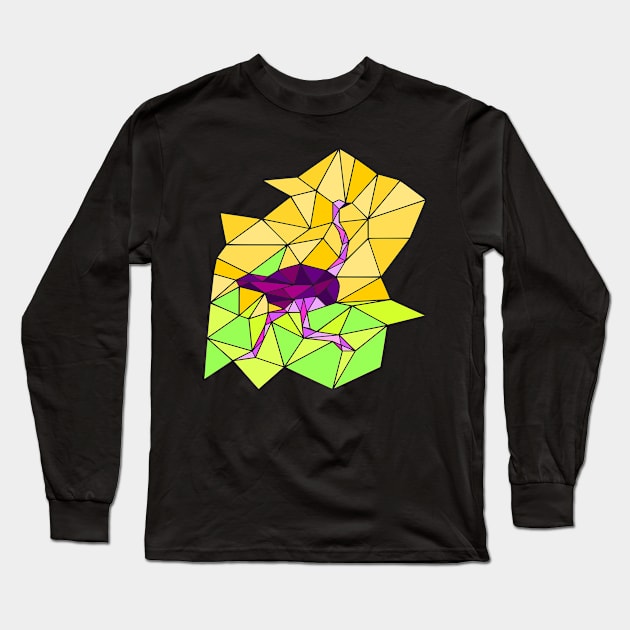 Colourful geometric ostrich Long Sleeve T-Shirt by Wild Geometric